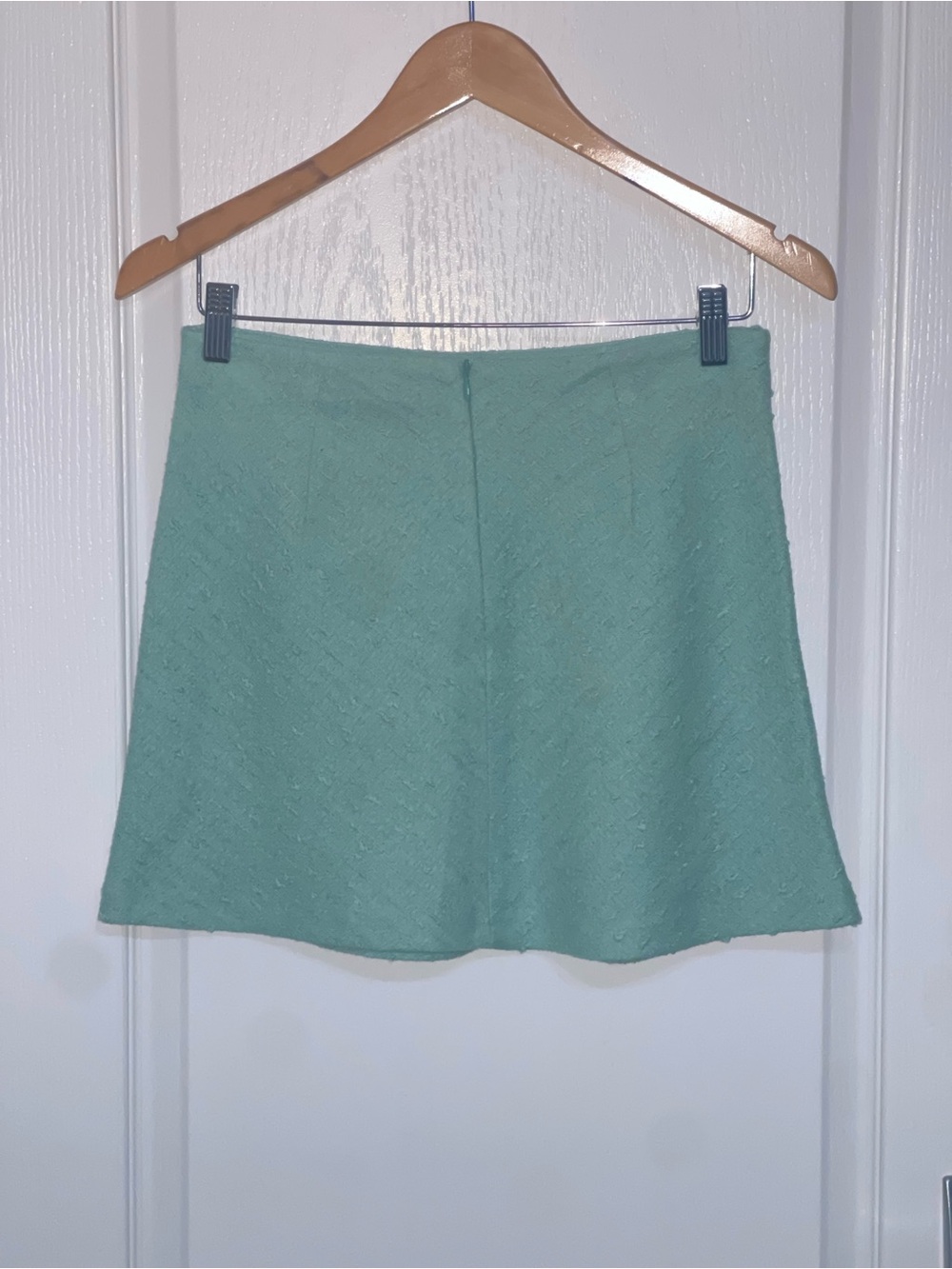 ZARA Aquamarine Turquoise Teal Green Blue Textured Jacket Tweed Skirt Set Small - Picture 12 of 14